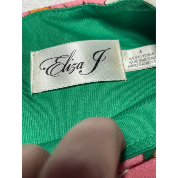 NWT Eliza J Retro Style Bold Multi-color Floral Lace Trim Mini Shift Dress SZ 4 - Picture 7 of 12